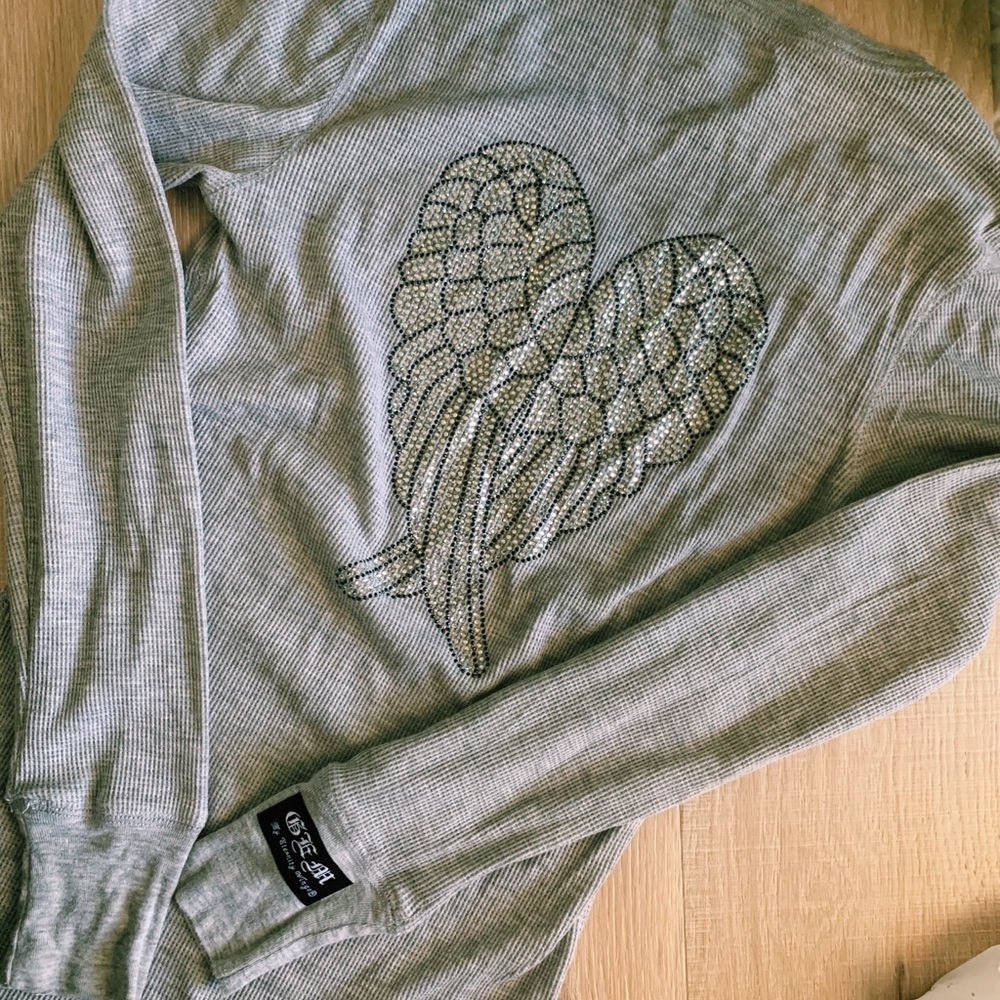 angel wing rhinestone top